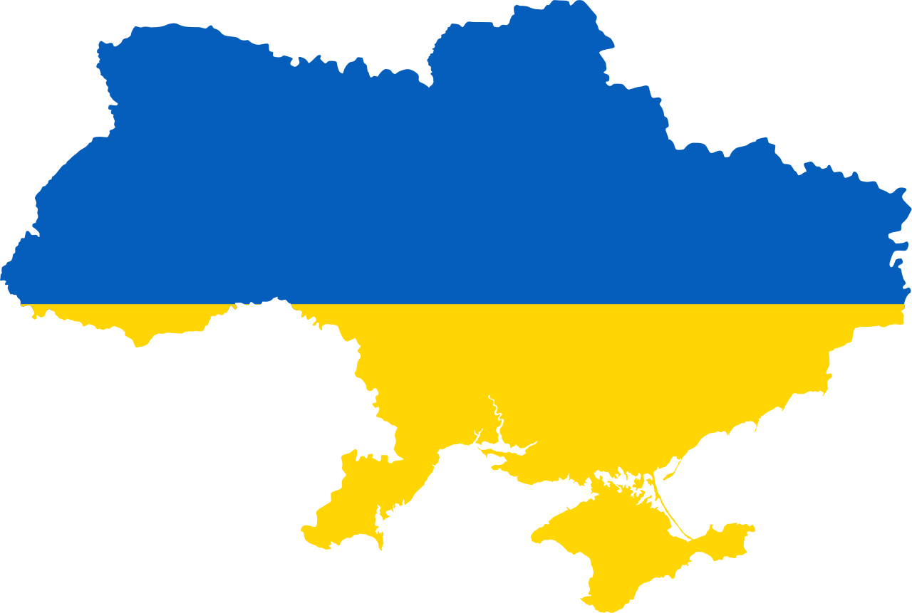 Ukrán országhatár a zászló színeivel