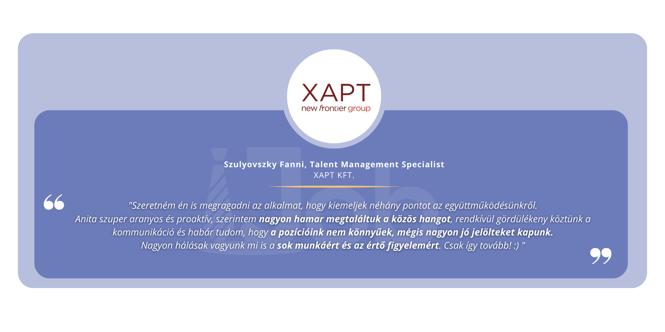 Szulyovszki Fanni, Talent Management Specialist XAPT KFt.